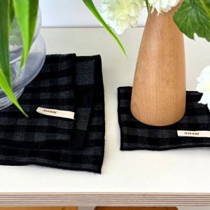 노마드 깅엄 체크 블랙 키친크로스 테이블매트 행주 패브릭