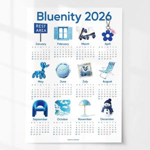 2+1 2026년 인테리어 달력 포스터 액자 한장 연력 캘린더 벽꾸미기 - 블루니티
