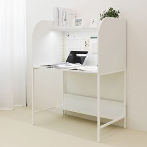 티케 와이드 1000 철제 1인독서실책상 화이트 토노 LED스탠드 포함