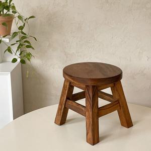 티크우드 고재 나무스툴 원목 원의자(높이26cm)