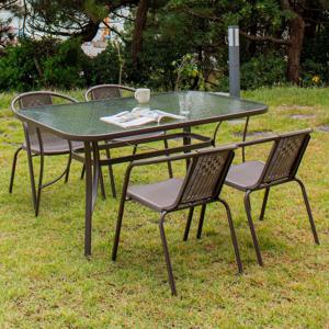 마누카 사각 야외 철제 강화 유리 정원 카페 디자인 테이블 1500 (4~6인용)