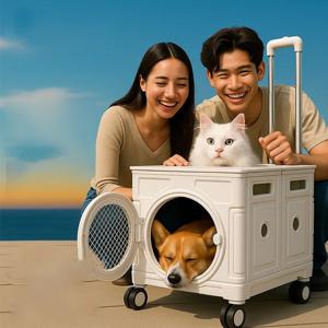 [해외] 이동가방 강아지가방 고양이이동장 바퀴달린 케이지 애견 켄넬 폴딩카트 접이