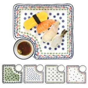폴라브 도자기 만두접시 디핑사각트레이 디핑사각접시 폴란드풍 찍먹트레이 식판