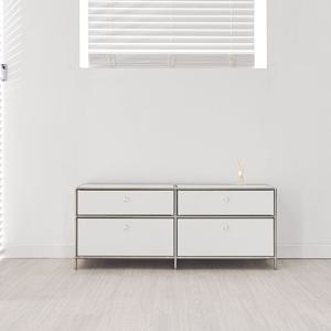 국내생산 리엘르 1200 2단 모듈 철제 미드센츄리 서랍형 와이드 수납장 티비다이