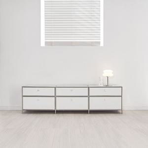 국내생산 리엘르 1800 2단 모듈 철제 미드센츄리 서랍형 와이드 수납장 티비다이