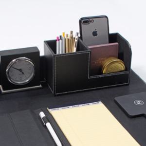 가죽 연필 꽂이 볼펜 펜슬 정리통 팬 데스크 명함 책상 정리 2color