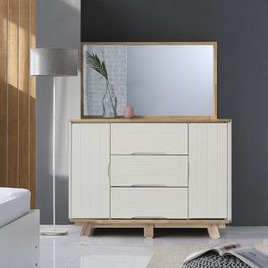 [리퍼] 벨루스 원목 3단 와이드 서랍장 1200 수납장 화이트내추럴(거울별도)