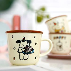 도자기 머그컵 카페 머그잔 340ml 블랙퍼피