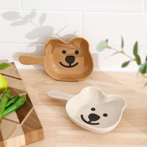 쿼카 손잡이 접시 도자기 앞접시 1p