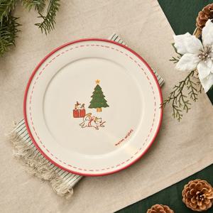 L 크리스마스 귀요미냥 원형접시 D23
