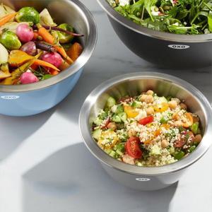 [해외] 주방 스테인리스 믹싱볼 3종 세트 블루 그레이 논슬립