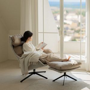 칼모 1인용 DAVIS 패브릭 안락 수유 소파 360도 회전 라운지 의자 (하이백)