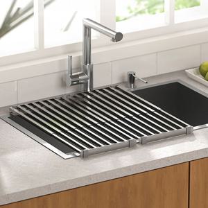 스텐릭 걱정없는 튼튼한 풀스텐 길이조절 싱크대 물빠짐 트레이 선반