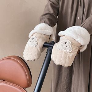 유모차 장갑 겨울 자전거 핸드워머 (하트베어 패치)