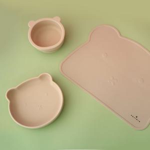 베베 실리콘 흡착 유아 식기 3P 세트 (볼,접시,식탁매트)