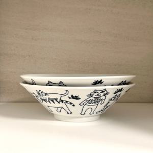 면기그릇 일본 고양이 소면기 일식 우동 라면 덮밥 그릇