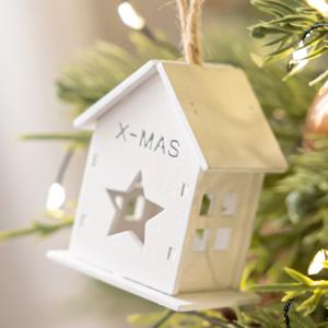 크리스마스 미니하우스 트리 장식 화이트 XMAS 별집 5cm (2개입) 데코 소품