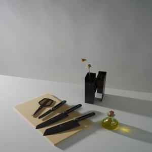 극 나이프 가위 스탠드 세트 5종 세트 셰프,산도쿠,페티나이프,티타늄가위,윌넛스탠드