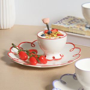 꽃모양 레트로 요거트볼 시리얼볼 디저트볼공기