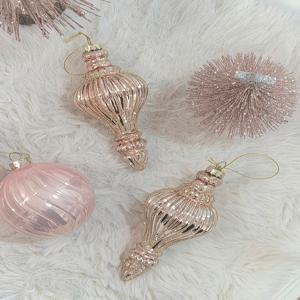 크리스마스 핑크골드 글리터 유리 오너먼트 트리장식 행잉 오브제