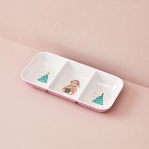 핑크베어 크리스마스 멜라민 3칸 나눔접시