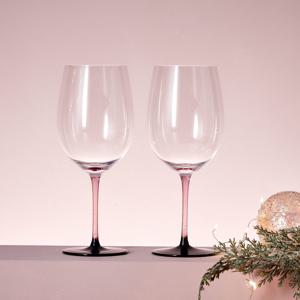 XMAS 크리스탈 와인잔 2P세트 까베르네&메를로 핑크스템
