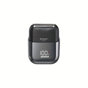 TEMU Kemei KM-T82 컴팩트하고 휴대용 LCD 디스플레이가 있는 전기 면도기, USB 충전, 미니 전문 남성용 면도기