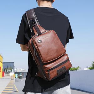 TEMU 남성용 대용량 가슴 배낭 레트로 다층 경사 어깨 가방 이어폰 케이블 구멍, 다기능 크로스바디 가방 태블릿 가방|힙색