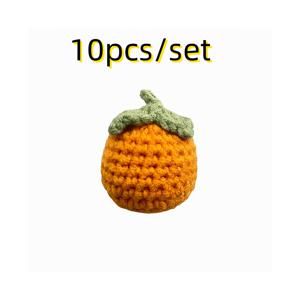 TEMU 10개 손수 짠 크로셰드 석류 액세서리 - 오렌지 색의 야마 과일과 초록색 잎이 있는 DIY 공예, 키체인 및 액세서리, 크로셰용품