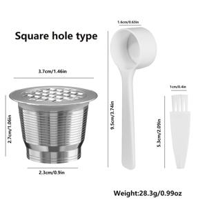TEMU 재사용 가능한 스테인레스 스틸 커피 캡슐 세트, 필터, 컵/스푼/브러시 키트 - 향미를 강화하는 파우더 필러, 완전한 커피 머신 액세서리