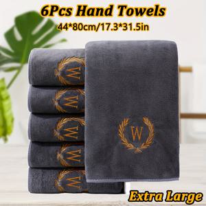 TEMU 6pcs 초대형 핸드 타월 44*80cm/17.3*31.5in, 자수 호텔 타월 세트, 호텔 욕실 샤워 사우나 수중 치료 스파에 적합, 부드럽고 편안하며 좋은 수분 흡수,|샤워타올