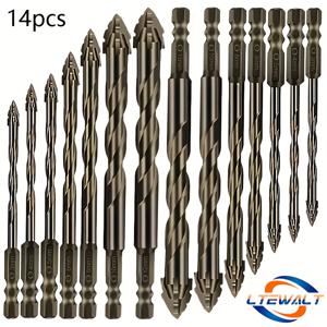 TEMU LTEWALT TOOLS 14pcs 카바이드 드릴 비트, 고효율 및 내마모성, 사날 톱니형 이심축 드릴 비트, 타일, 세라믹, 유리, 대리석, 콘크리트 및 스테인리스 합금 건식 드릴링용