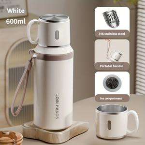 TEMU 700ml 휴대용 야외 캠핑 여행 진공 플라스크 (여성 및 남성용), 316 스테인리스 스틸 단열 텀블러 (차 스트레이너 뚜껑 포함), 음료를 뜨겁거나 차갑게 유지, 내구성 좋은 보온 컵, 커피 머그, 최고의 할로윈, 크리스마스 선물