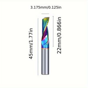 TEMU ChowMaster 3.175mm DLC 코팅 텅스텐 스틸 싱글 플루트 스파이럴 밀링 커터 - 알루미늄 합금, 카바이드 엔드 밀용 정밀 CNC 조각 및 절단, 무지개 빛 마감