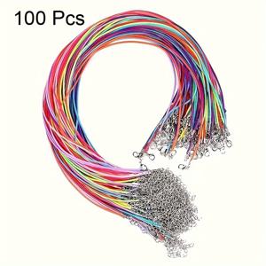 TEMU 50/100pcs 왁스 로프 목걸이 체인 DIY 크리스마스 선물 보석 만들기 용품 남녀 공용 매일 매칭 - 1.5mm 두께, 45cm/18인치 길이, 검정색 버클, 크래프팅용 대량 액세서리
