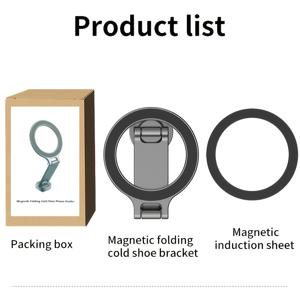 TEMU 1pc Desiontal M05 알루미늄 합금 폰 마운트, N52 자석, 회전 가능, 접이식 미니 트립오드 스탠드(1/4 스레드 및 콜드 슈), 카메라, 트립오드, 다각형 촬영 및 라이브 시청용 퀵 릴리스