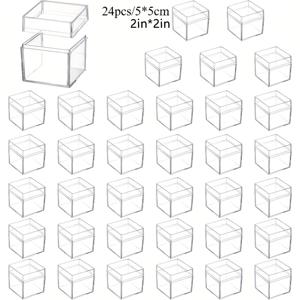 TEMU 12/24팩 스퀘어 큐브, 뚜껑이 있는 작은 투명 상자, 화장품, 메이크업, 보석류, 파티 선물용 저장 용기
