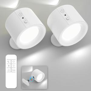 TEMU GVTCO 2개 LED 양면 벽등, LED 벽등, 무선 조명, 360° 회전, 리모컨 및 터치 컨트롤, 거실, 침실, 코디얼, 침대 옆, 침대 옆 독서, 휴일 조명, 홈 조명, RV 조명용