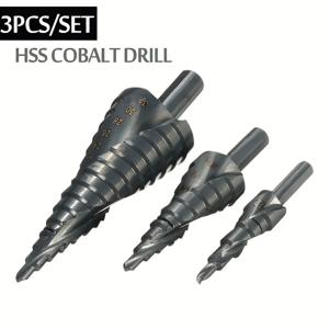 TEMU 3pcs 코발트 고속강 스텝 드릴 비트 세트, 4-12mm 4-20mm 4-32mm 니트라이드 코팅 삼각 샹크 - 정밀 드릴링 도구