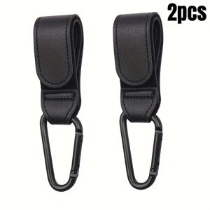 TEMU 2pcs 인조 가죽 스텔러 백 호크 - 유모차 손잡이 부착물, 유모차 및 수제비 백, 블랙, 조절 가능한 스트랩, 크리스마스, 할로윈, 추수감사절, 유모차 백, 유모차 백 액세서리, 세련된 디자인, 안전한 부착|휴대용유모차