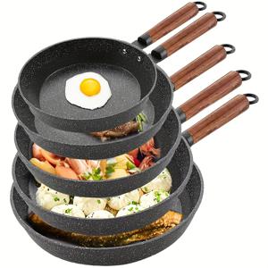 TEMU 비착성 프라이팬 세트; 다섯 개의 평평한 바닥을 가진 냄비 세트; 야외용 냄비; 캠핑용 냄비; 파티용 냄비; 다기능 프라이팬 저연소 냄비; 팬케이크 팬; 오믈렛 팬; 유아용 식품 냄비; 가스 스토브 및 인덕션 조리기용 적합