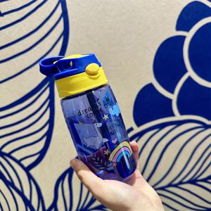 TEMU 500ml 귀여운 휴대용 물병, 뿔과 손잡이가 있는, 내구성이 뛰어난 BPA 프리 PC 재질, 누출 방지 밀봉 뚜껑, 밝은 별과 무지개 디자인, 야외 활동, 하이킹 및 일상적인 사용에 적합합니다.