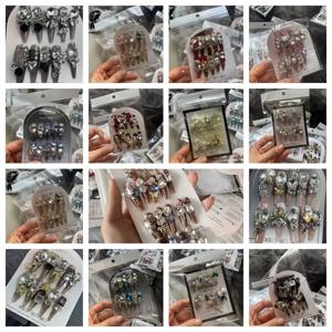 TEMU 랜덤 10pcs 네일 아트 키트 - 미스터리 수제 프레스온 네일, 짧고 긴 발레 쉐입의 밝은 핑크 & 퍼플 캣아이 디자인, 여성용 재사용 가능한 인조 네일, 파티와 모임에 완벽, 젤리 글루와 네일 파일 포함, 축제의 모임,특별한 날,내구성 있는 프레소,상세 설계,뷰티 러버스