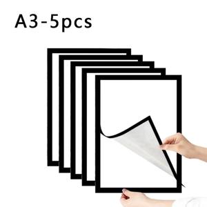 TEMU 5pcs A3 자석 사진 프레임 - 33cm/12.99inch*44.5/17.52inch 재사용 가능한 골드/실버/블랙 디스플레이 스탠드, 벽 장식, 클래식 스타일 자체 접착 설치, 페인팅, 증명서, 포스터, 지도 및 스탬프에 적합, 수직 디자인|지도|보석십자수