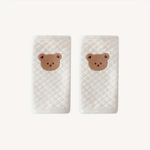 TEMU 귀여운 곰 자동차 시트 벨트 보호 커버 - 부드러운 폴리에스터 방독 안전 스트랩 커버, 아기 카시트 및 유모차용 혼합 색상, 크리스마스 할로윈 추수감사절 선물, 놀이 디자인, 안전한 착용감, 유모차 핸들 커버