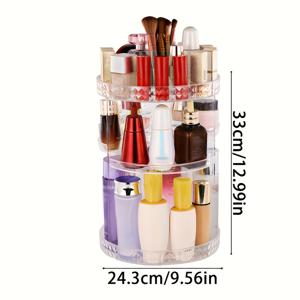 TEMU 1pc 360° 회전 메이크업 정리함 - 다층 고용량 화장품 보관함, , 향수, 립스틱, 로션 및 브러시, 투명 플라스틱 디스플레이 선반, 전기 없음, 카운터탑 디자인, 메이크업 브러시 홀더