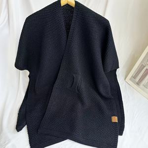 TEMU 솔리드 컬러 슬릿 숄 우아한 스트레치 스카프