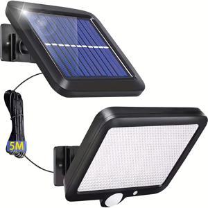 TEMU 1/2pcs 56LED 태양 충전 벽 램프, 3 모드, 운동 센서가 있는 야외 차고 거리 야드 경로 홈 태양 야외 벽 램프 - 56LED 광각 조명