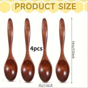 TEMU 3/4개 나무 소스푼 세트, 3/4개 나무 소스푼 세트, 창의적인 디저트 스푼, 요거트 스푼, 우유 스푼, 단단한 나무 스푼, 수프, 커피, 디저트, 혼합에 적합, 차 캔과 병에 적합