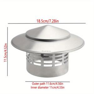 TEMU 110-160mm/4.33-6.29인치 스테인리스 스틸 굴뚝 캡 - 초경량 방수 통풍 설계, 난로·히터용 내구성 강한 녹방지 지붕 배기 후드, 신선한 공기 출입구 포함, 실내 벽난로 및 날씨에 강한 커버
